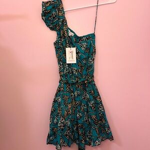 37. NWT $252 Karina Grimaldi Paulina Print Sky Tootsie Mini Dress